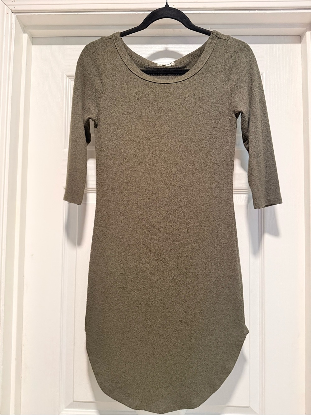 Heart Hips Olive Scoop Neck Long Sleeve Knit Dress